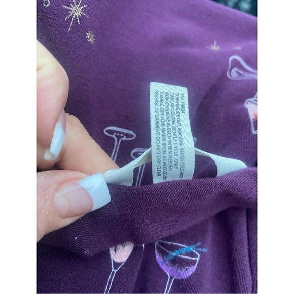 SOMA Sleep Shirt Sz. S Cocktail Glass Print Holidays NYE Cozy Loungewear - Picture 6 of 6